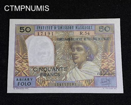 ,BILLET,MADAGASCAR,50,FRANCS,INSTITUT,EMISSION,MALGACHE,
