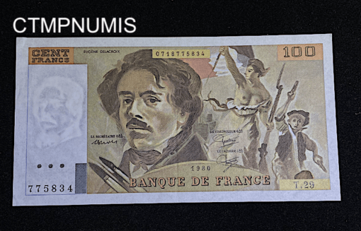 ,BILLET,100,FRANCS,DELACROIX,1980,NEUF,