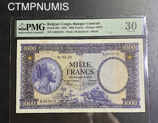 ,BILLET,CONGO,BELGE,RUANDA,URUNDI,1953,1000,FRANCS,