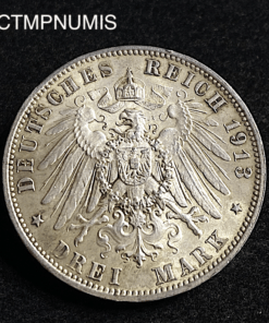 ,MONNAIE,ALLEMAGNE,SAXE,3,MARK,ARGENT,1913,
