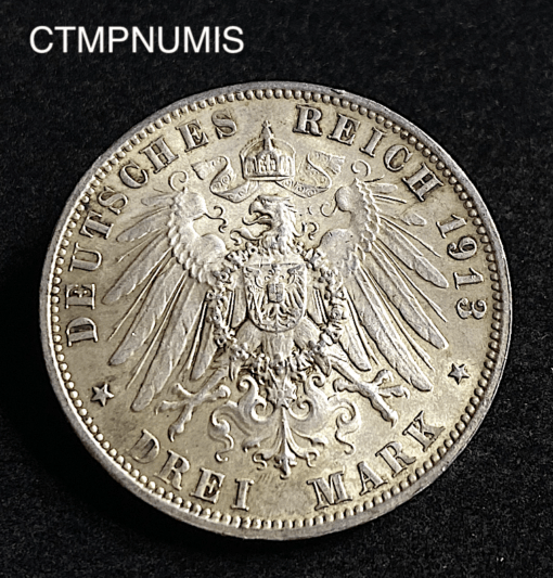 ,MONNAIE,ALLEMAGNE,SAXE,3,MARK,ARGENT,1913,