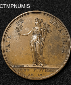 ,MEDAILLE,NAPOLEON,I°,PAIX,LUNEVILLE,1801,AN,IX,
