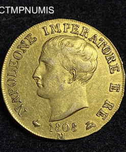 ,MONNAIE,ITALIE,40,LIRE,OR,NAPOLEON,1808,MILAN,