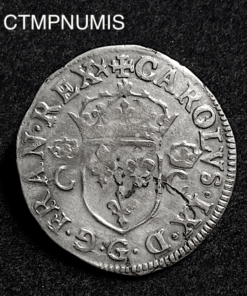 ,MONNAIE,CHARLES,IX,DOUZAIN,2,C,COURONNES,1573,G,POITIERS,