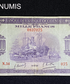 ,BILLET,1000,FRANCS,AFRIQUE,OCCIDENTALE,14,12,1942,