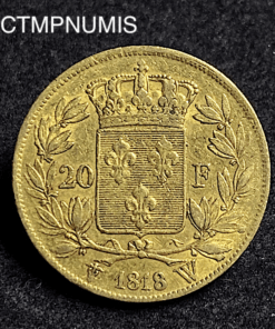 ,MONNAIE,20,FRANCS,OR,LOUIS,XVIII,1818,W,LILLE,