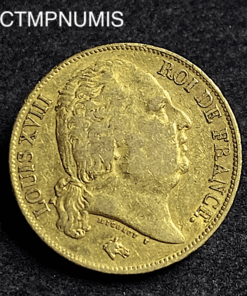 ,MONNAIE,20,FRANCS,OR,LOUIS,XVIII,1818,W,LILLE,