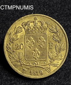 ,MONNAIE,20,FRANCS,OR,LOUIS,XVIII,1819,W,LILLE,