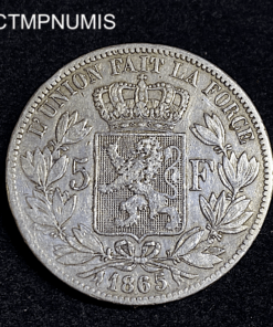 ,MONNAIE,BELGIQUE,5,FRANCS,ARGENT,1865,