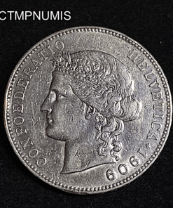,MONNAIE,SUISSE,5,FRANCS,ARGENT,1909,