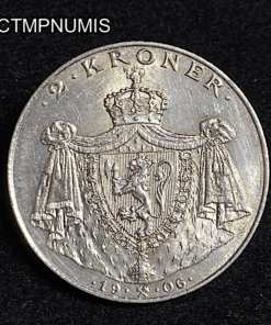 ,MONNAIE,NORVEGE,2,KRONER,1906,ARGENT,