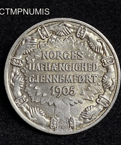 ,MONNAIE,NORVEGE,2,KRONER,1906,ARGENT,