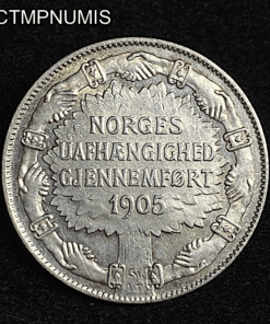 ,MONNAIE,NORVEGE,2,KRONER,ARGENT,1907,