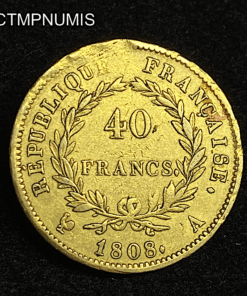 ,MONNAIE 40,FRANCS,OR,NAPOLEON,1808,