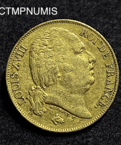 ,MONNAIE,20,FRANCS,OR,LOUIS,XVIII,1817,Q,PERPIGNAN,