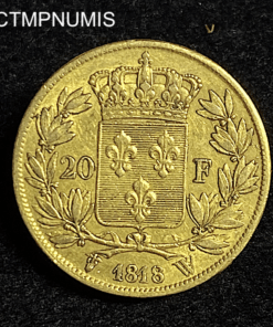 ,,MONNAIE,20,FRANCS,OR,LOUIS,XVIII,1818,LILLE,