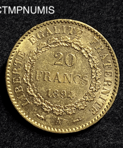 ,MONNAIE,20,FRANCS,OR,GENIE,1894,