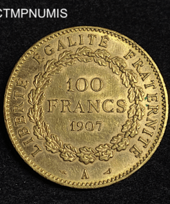 ,MONNAIE,100,FRANCS,OR,GENIE,1907,