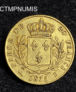 ,MONNAIE,20,FRANCS,OR,LOUIS,XVIII,1815,B,ROUEN,