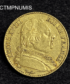 ,MONNAIE,20,FRANCS,OR,LOUIS,XVIII,1815,B,ROUEN,