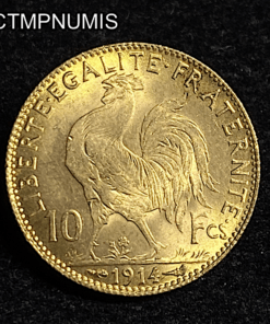 ,MONNAIE,10,FRANCS,OR,COQ,1914,