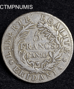 ,MONNAIE,ITALIE,5,FRANCS,ARGENT,AN,10,REVOLUTION,