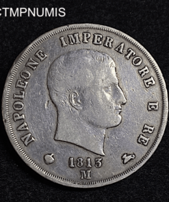 ,MONNAIE,ITALIE,5,LIRE,ARGENT,NAPOLEON,I°,1813,MILAN,