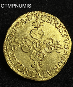 ,MONNAIE,LOUIS,XIII,ECU,OR,1617,B,ROUEN,