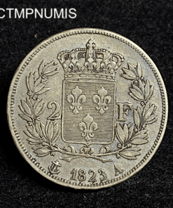 ,MONNAIE,2,FRANCS,ARGENT,LOUIS,XVIII,1823,