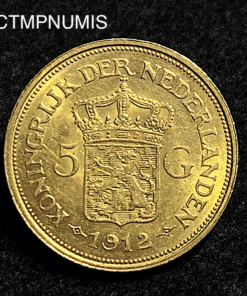 ,MONNAIE,PAYS,BAS,5,GULDEN,OR,1912,