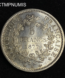 ,MONNAIE,5,FRANCS,ARGENT,HERCULE,1877,SPL,