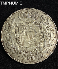 ,MONNAIE,LIECHTENSTEIN,5,KRONER,ARGENT,1904,