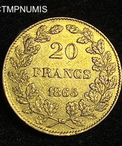 ,MONNAIE,BELGIQUE,20,FRANCS,OR,1865,