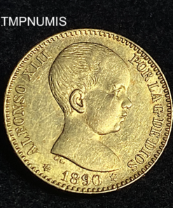 ,MONNAIE,ESPAGNE,20,PESETAS,OR,ALPHONSE,1890,