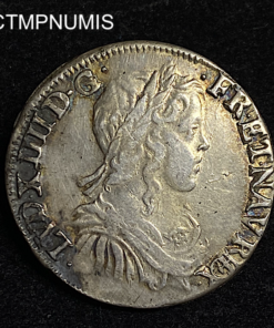 ,MONNAIE,LOUIS,XIV,1/2,ECU,MECHE,LONGUE,1650,L,BAYONNE,