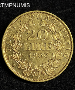 ,MONNAIE,ITALIE,VATICAN,20,LIRE,OR,1866,ROME,