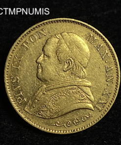 ,MONNAIE,ITALIE,VATICAN,20,LIRE,OR,1866,ROME,