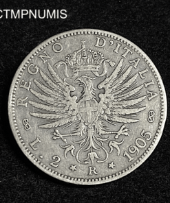 ,MONNAIE,ITALIE,2,LIRE,ARGENT,1905,