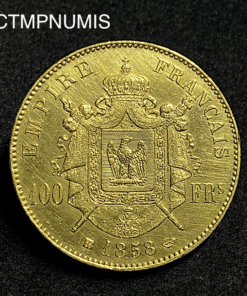 ,MONNAIE,100,FRANCS,OR,NAPOLEON,1858,BB,STRASBOURG,