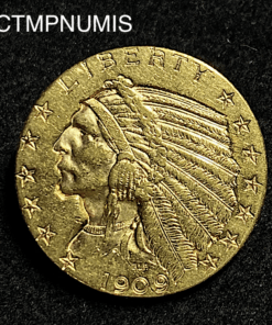 ,MONNAIE,ETATS,UNIS,5,DOLLAR,OR,INDIEN,1909,DENVER,