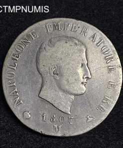 ,MONNAIE,ITALIE,5,LIRE,ARGENT,NAPOLEON,1807,M,MILAN,