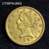 ,MONNAIE,ETATS,UNIS,5,DOLLAR,OR,1847,