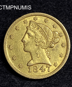 ,MONNAIE,ETATS,UNIS,5,DOLLAR,OR,1847,