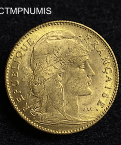 ,MONNAIE,10,FRANCS,OR,COQ,1910,
