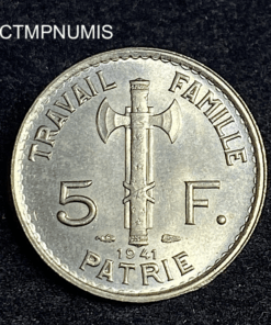,MONNAIE,5,FRANCS,PETAIN,1941,SPL,