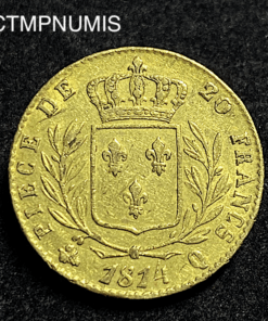 ,MONNAIE,20,FRANCS,OR,LOUIS,XVIII,1814,Q,PERPIGNAN,