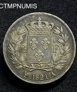 ,MONNAIE,2,FRANCS,ARGENT,LOUIS,XVIII,1821,