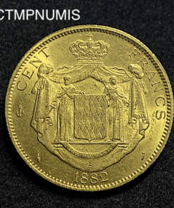 ,MONNAIE,MONACO,100,FRANCS,OR,CHARLES,1882,