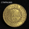 ,MONNAIE,20,FRANCS,OR,GENIE,1871,
