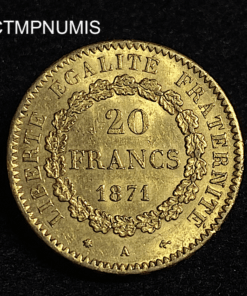 ,MONNAIE,20,FRANCS,OR,GENIE,1871,